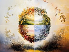 Vászonkép Canvas Természet Kör Évszakok Szezon Naptár 80x60