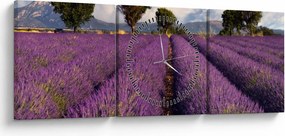 Kép - Levendula mező és hegyek (órával) (90x30 cm)