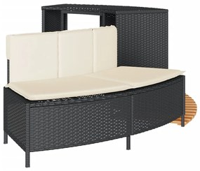 fekete polyrattan és tömör akácfa jakuzzi-keret