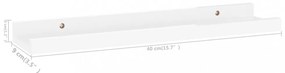 4 db magasfényű fehér fali polc 40 x 9 x 3 cm