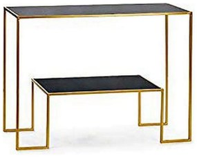 Arany színű design konzolasztal sötét üveg lappal