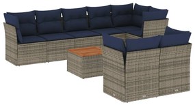 9 részes szürke polyrattan kerti ülőgarnitúra párnával