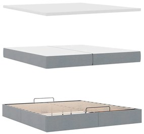 Ottomán ágykeret matracokkal Világosszürke 200x200cm szövet