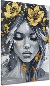 Vászonkép 60x90 Nő Absztrakt Arany Virág