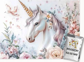 Fotótapéta Gyerekeknek Unikornis Virágok Tapéta Gyerekszobába 250x175