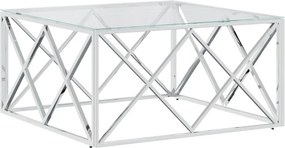 vidaXL üveg és rozsdamentes acél dohányzóasztal 80x80x40 cm