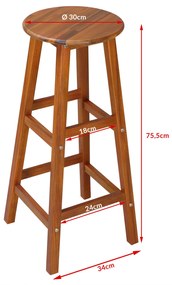 Casaria OSLO bárszék, 2 db, 34x76cm, természetes barna