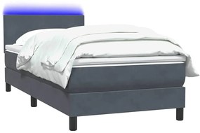 sötétszürke bársony rugós ágy matraccal 80x210 cm