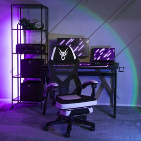 Gamer Forgószék Fekete/Fehér Színben. Teherbírás: 150 kg. BING