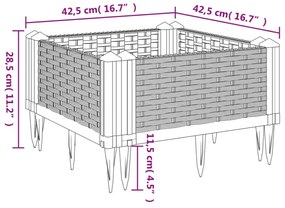 fekete polipropilén kerti virágláda cövekekkel 42,5x42,5x28,5cm