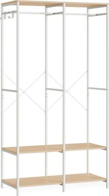 SONGMICS nyitott ruhásszekrény akasztóval és polcokkal, 40 x 94,5 x 180 cm, bézs