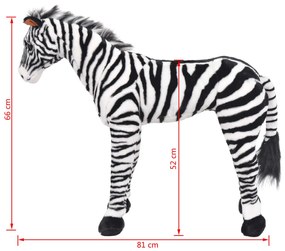 fekete-fehér álló zebra plüssjáték XXL