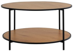 Natúr színű kerek dohányzóasztal tölgyfa dekoros asztallappal ø 80 cm Vita – House Nordic