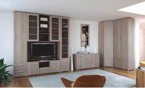 TV szekrény üveg, DTD laminált, tölgy sonoma, DUNAJ TYP6