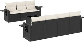vidaXL 8 részes fekete polyrattan kerti ülőgarnitúra párnákkal