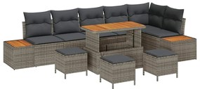 vidaXL Kerti Kanapé Szett 10 pcs Szürke polirattan