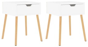 2 db magasfényű fehér szerelt fa éjjeliszekrény 40x40x56 cm