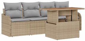 vidaXL Kerti Kanapé Szett tárolóval 5 pcs Bézs polirattan