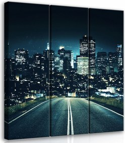 Vászonkép 90x100 Éjszakai város panoráma városkép fények út modern