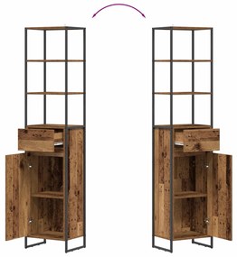 vidaXL Fürdőszoba Székény fiókkal Öreg fa 40 x 30 x 180 cm Faanyag