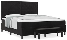 Boxspring Ágy Matrac és Pad Fekete 180x200 cm Velúr