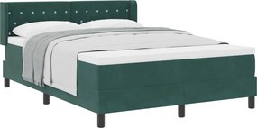 vidaXL Boxrugós ágy matracmal Sötétzöld 190 x 140 cm Poliészter