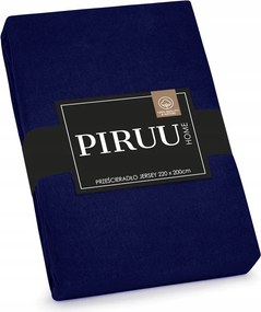 Gumis Jersey Lepedő 200x220 cm Pamut Sötétkék Szín Minőség