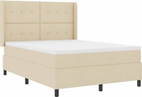 vidaXL LED Box Spring Ágy matracmal Krém 140 x 200 cm szövet