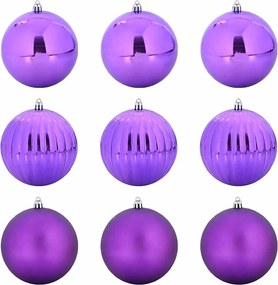 vidaXL Karácsonyi Díszgömb Készlet XL 9 pcs Lila Műanyag