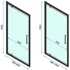 Rea Rapid Swing, sarok zuhanykabin 90 (ajtó) x 100 (fal) x 195 cm, 6mm átlátszó üveg, arany fényes profil, KPL-K5620