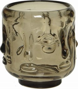 Üveg gyertyatartó fekete 8cm