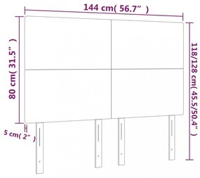 világosszürke szövet LED-es fejtámla 144x5x118/128 cm