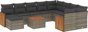 vidaXL 11 részes szürke polyrattan kerti ülőgarnitúra párnákkal