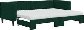 vidaXL sötétzöld kihúzható bársony heverő matraccal 80 x 200 cm