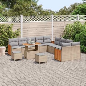 Kerti Kanapé Szett 13 pcs Bézs 90 x 55 x 71 cm polirattan