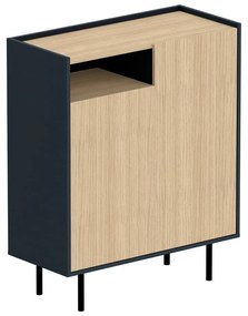 Fekete-natúr színű cipőtartó tölgyfa dekorral Sienna – TemaHome