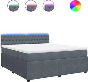 vidaXL sötétszürke bársony rugós ágy matraccal 180x200 cm
