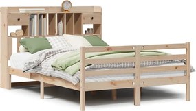 vidaXL tömör fenyőfa könyvespolcos ágy matrac nélkül 140 x 190 cm