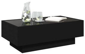 fekete szerelt fa dohányzóasztal LED-del 90 x 50 x 30 cm