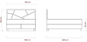Kárpitozott ágy matracokkal és tárolóval NAOMI 180x200 cm bézs
