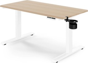 Elektromos, állítható magasságú, ergonomikus, fehér/sonoma tölgy íróasztal,1200x600 mm: ARIA