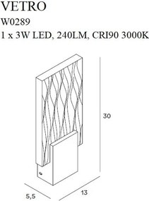 Fali Lámpa Arany VETRO MAXLIGHT W0289