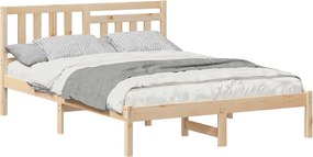 vidaXL Ágykeret fejtámlával Barna 140 x 190 cm Tömör fenyőfa