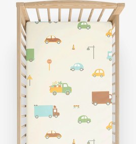 Goldea gyermek gumis pamut lepedő kiságyba - az autók világa 60 x 120 cm