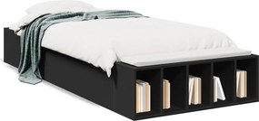 vidaXL fekete szerelt fa ágykeret 75 x 190 cm