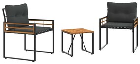 vidaXL Kültéri Bútor Szett párnával 3 pcs Tompa szürke