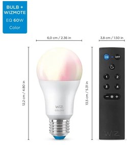 KÉSZLET 2x LED RGBW Dimmelhető izzó A60 E27/8,5W/230V 2200-6500K Wi-Fi + távirányító - WiZ
