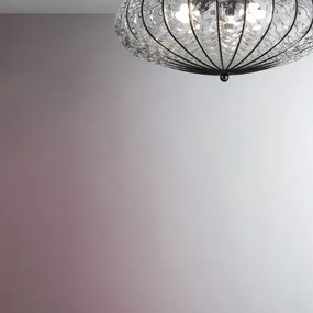 SIRU - Mennyezeti lámpa ACCADEMIA 3xE27/60W/230V átlátszó/fekete Velencei üveg