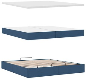 Ottomán ágykeret matraccal Kék 200x200 cm szövet