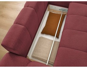 Borvörös zsenília kinyitható-tárolóhelyes sarokkanapé (jobb oldali-heverő résszel) Everest – Bobochic Paris